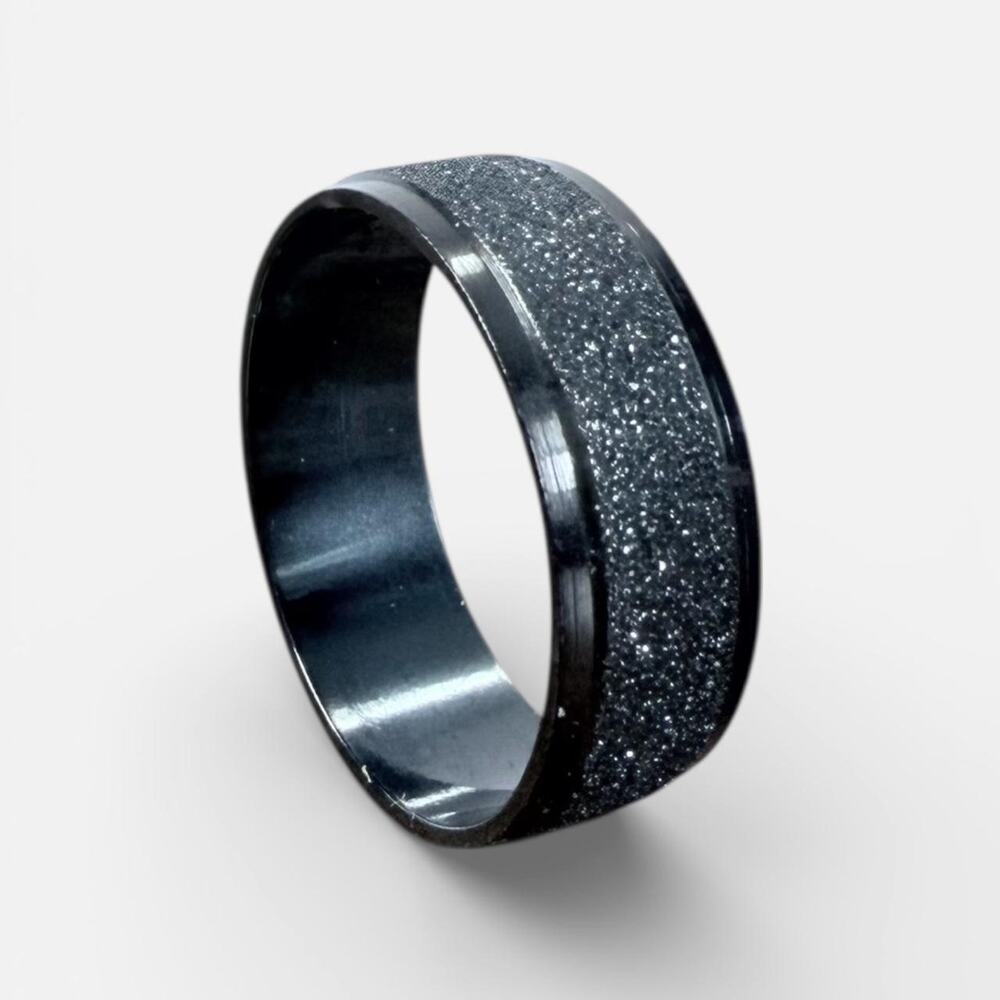 Black Stainless Steel Stardust Ring Size 9 New